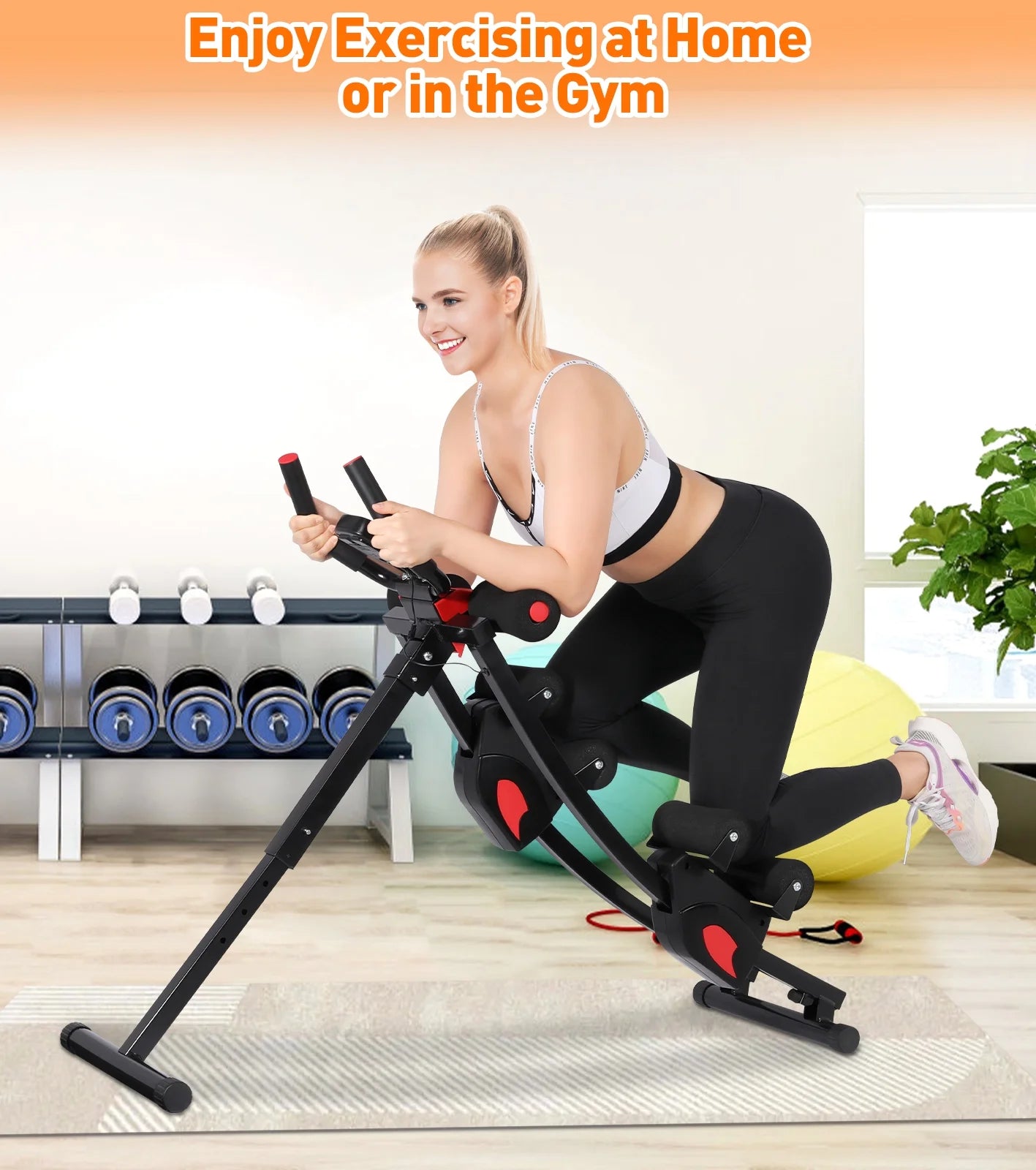 Máquina Fitness Abs, 4 Niveles De Resistencia Ajustables Equipo De Entrenamiento Abs Para Gimnasio En Casa, Entrenador Abs Ajustable En Altura, Equipo De Fitness Plegable. Capacidad De Peso De 440 Libras