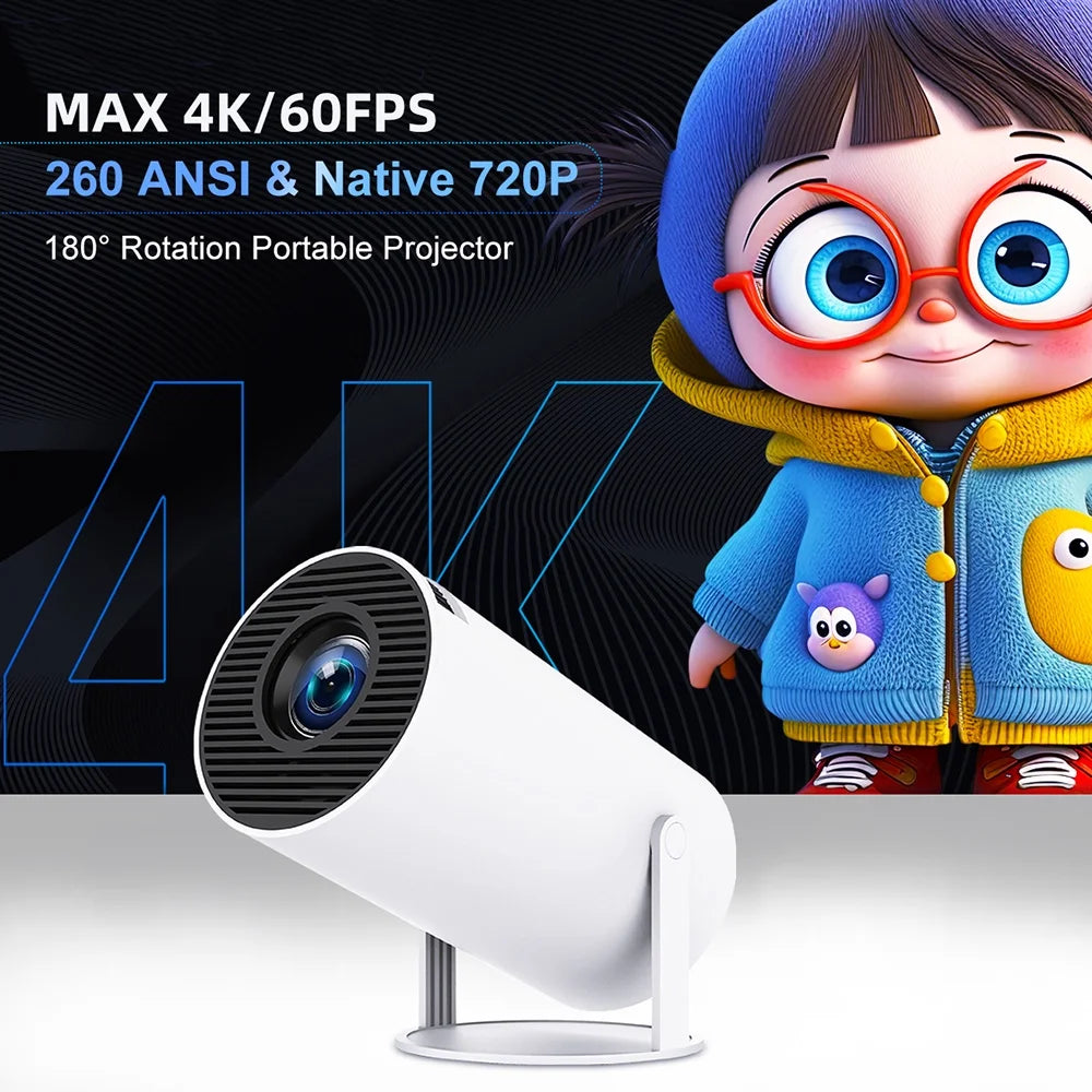 Mini HY300 Projector with Android 12 2GB RAM 16GB ROM WIFI 6, Max 4K, Bluetooth Video Projectors
