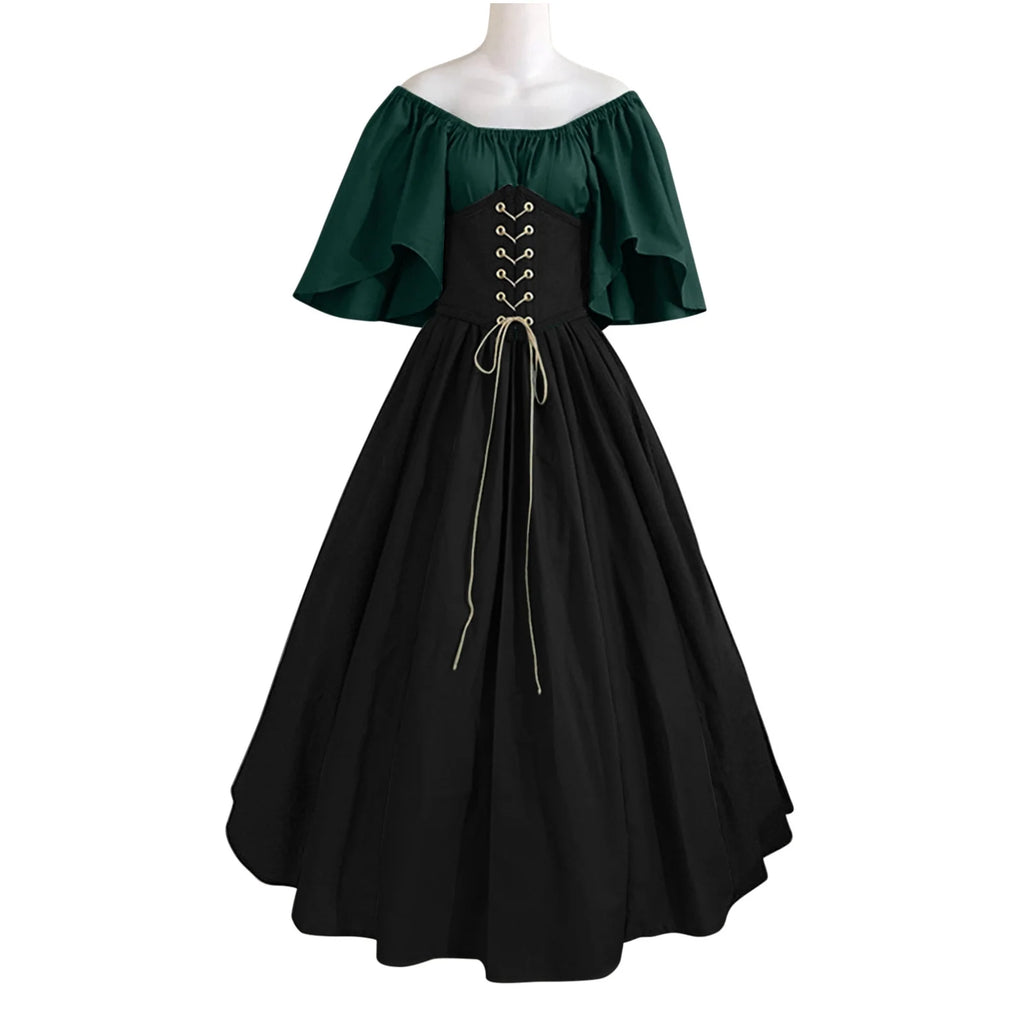 UPPADA Vestidos De Feria Renacentista Para Mujeres Medievales Irlandeses Tradicionales Talla Grande Vestidos Con Volantes Sobre Vestido Corsé Retro Vestido De Cosplay