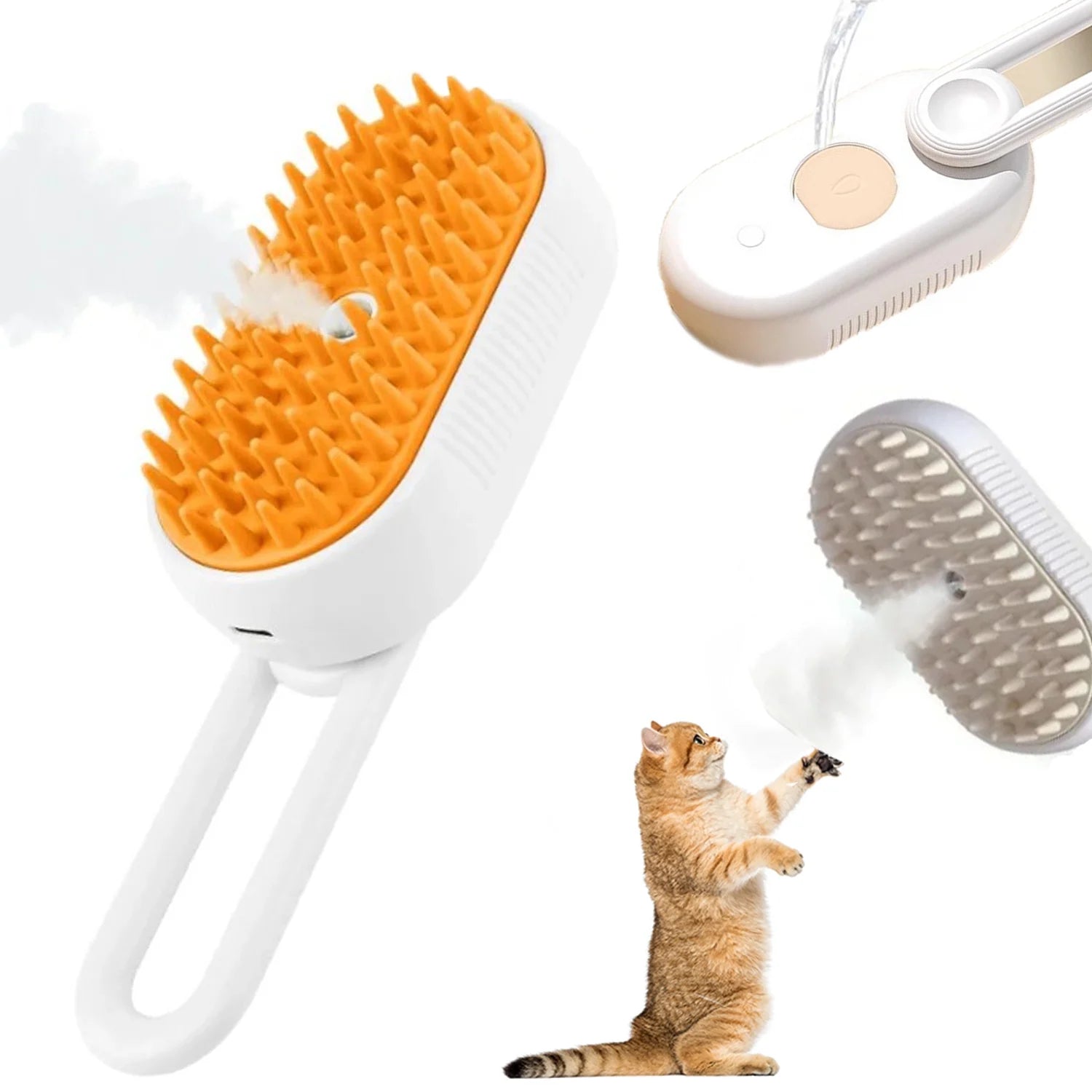 Cepillo De Vapor Para Gatos Autolimpiante 3 En 1 Actualizado: Cepillo Cálido Autolimpiante Para Gatos Con Cobertizo De Masaje Para Perros Y Gatos